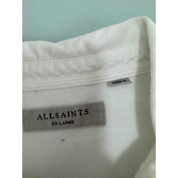 All Saints Men Chamois Flannel Shirt White XXL 2XL Button Up Long Sleeve - Picture 3 of 8